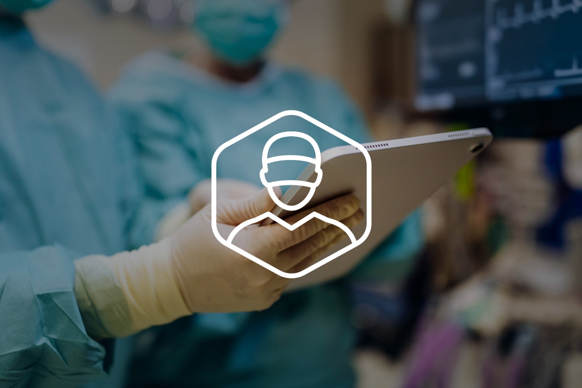 Healthcare professionals using a modern Anesthesia Information Management System in the operating room.